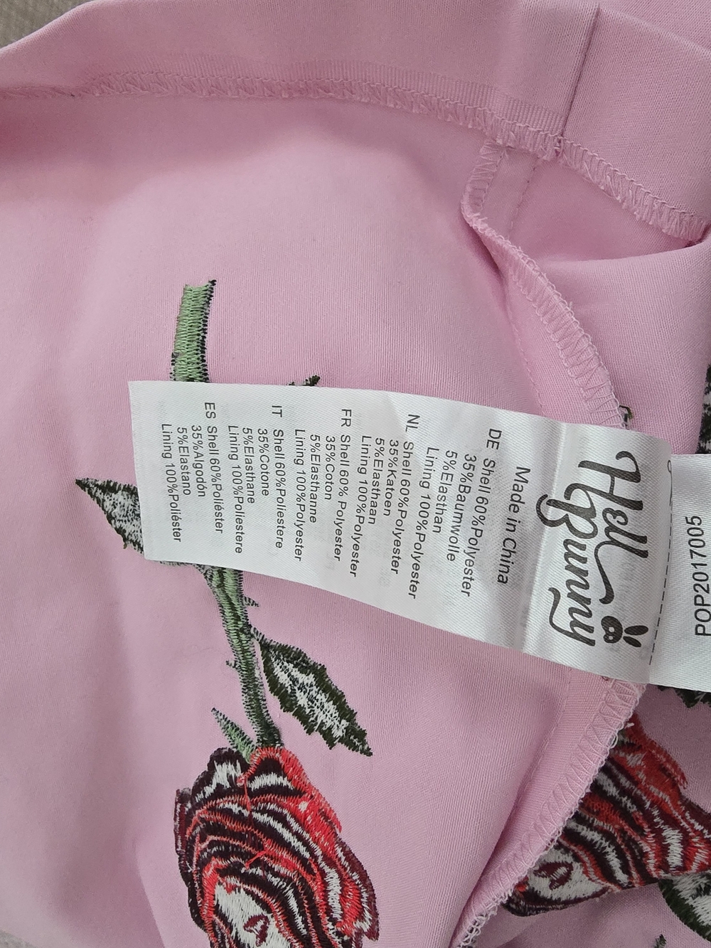 Hell Bunny Pink Rose Embroidered Dress M Heart Cutout Rockabilly Pinup Pockets - Picture 12 of 13